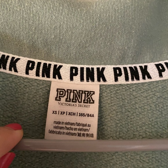 Pink (vs) sea foam green pullover sweatshirt - Picture 2 of 2